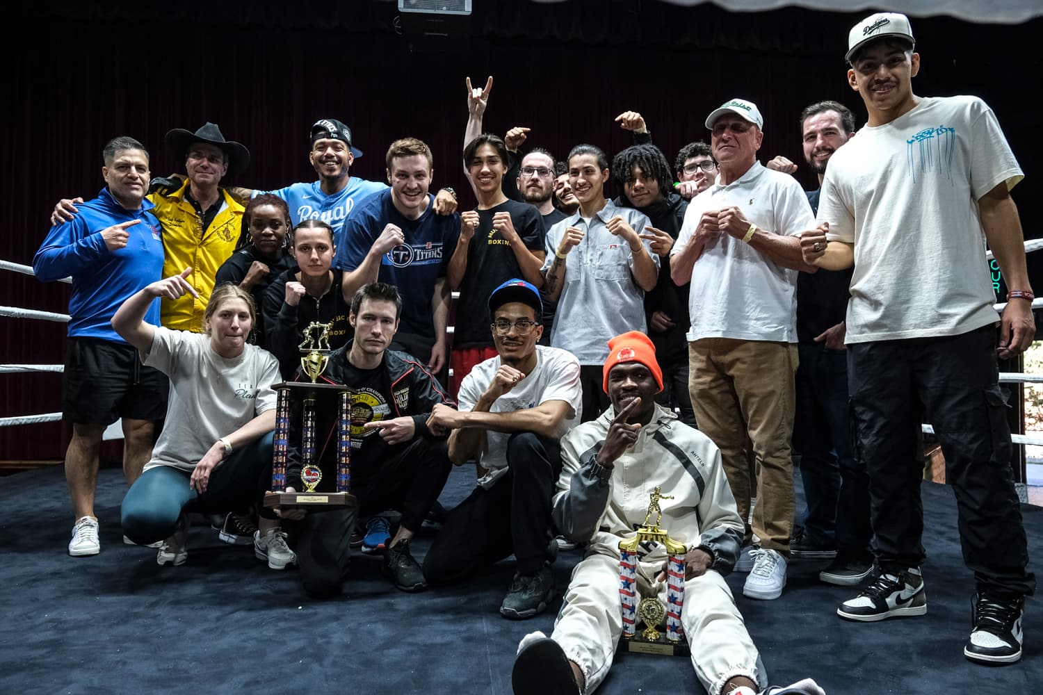 Music City Boxing team group photo with trophies