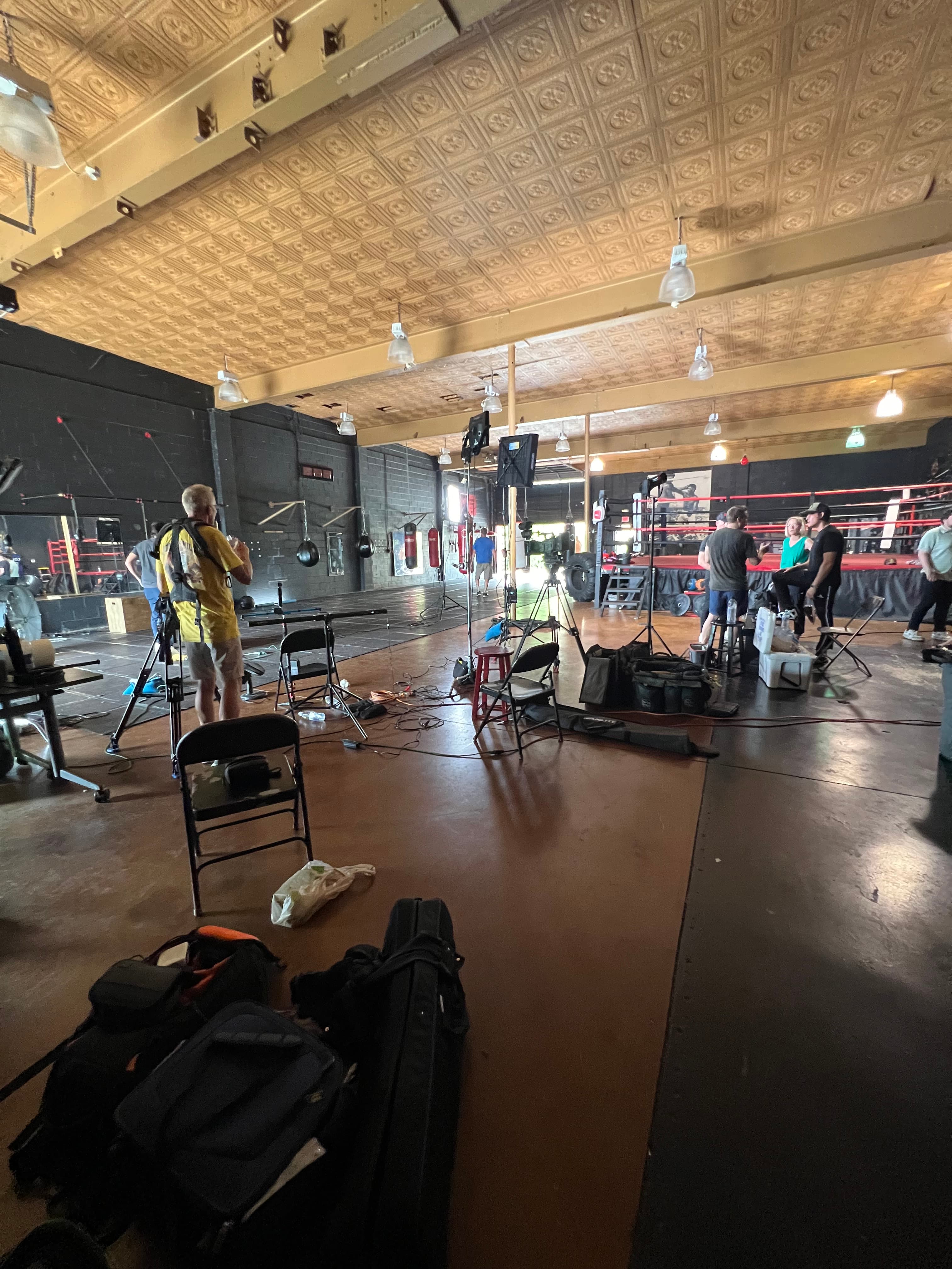 Photo shoot setup inside Music City Boxing